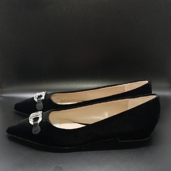 Lauren Ralph Lauren Black Velvet Flats with Silver Accent - Picture 4 of 6